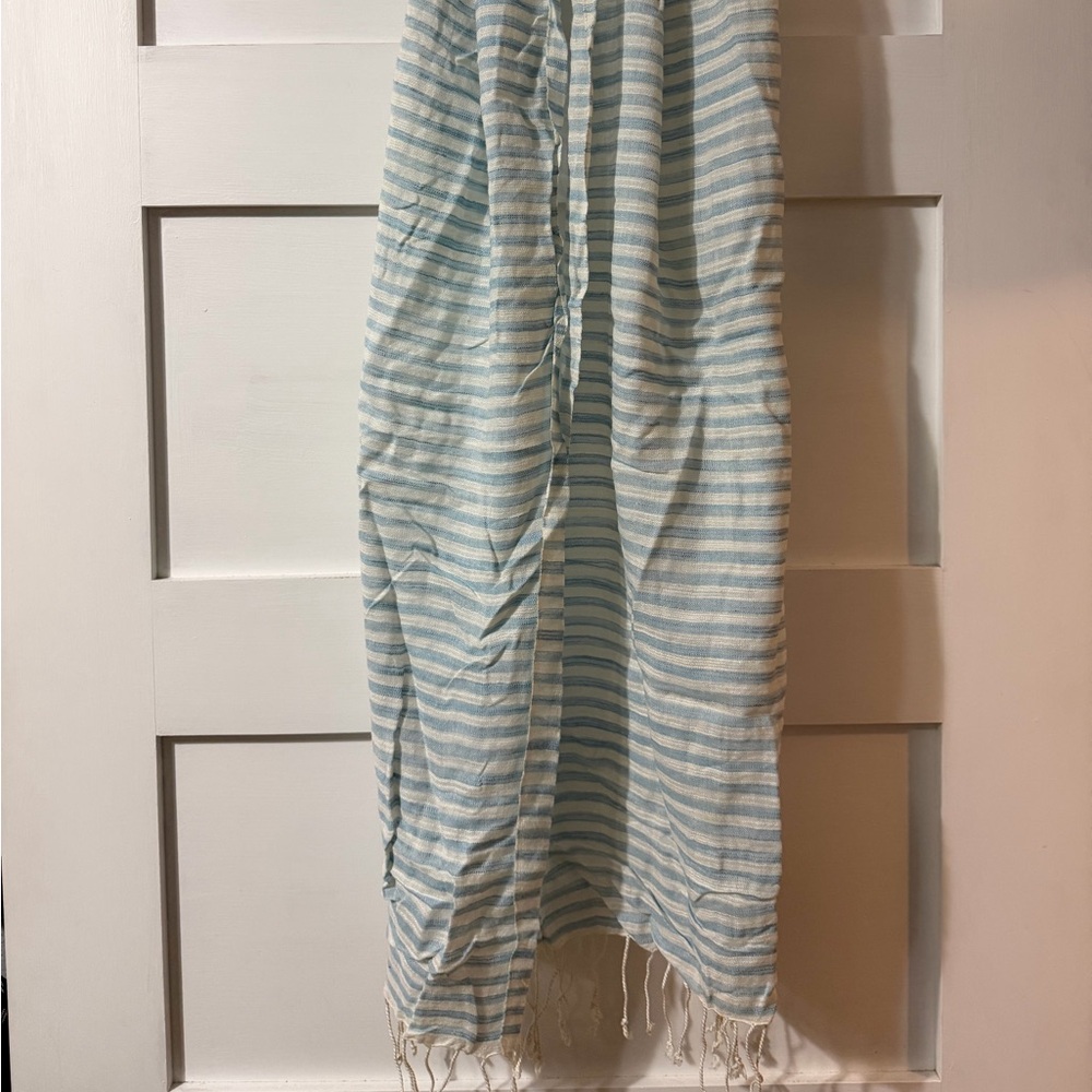 Blue and White Striped Scarf